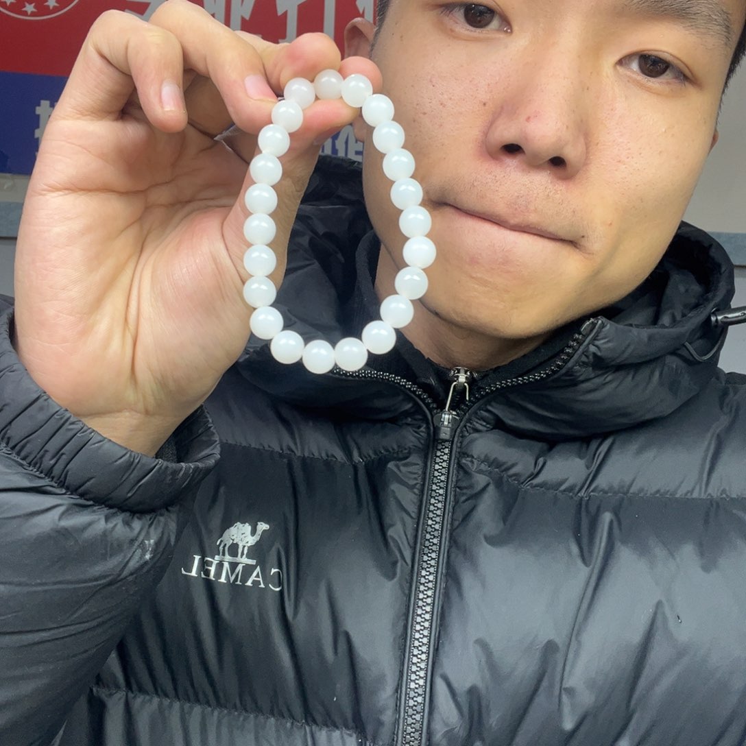 和田玉手链未镶嵌多样性野牛沟羊脂玉卡8货头