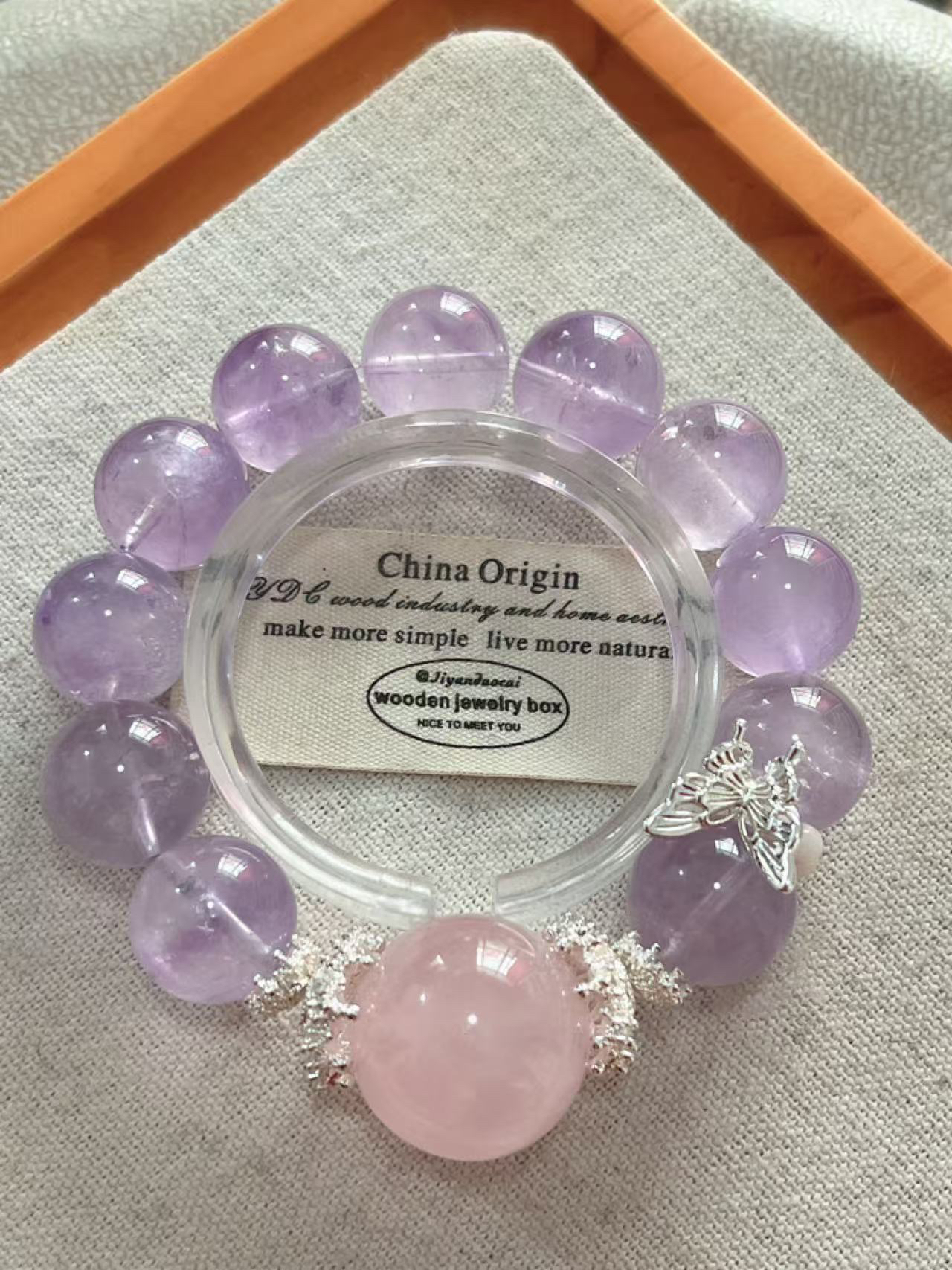 水晶蝴蝶素圈女款白色女士简约紫色粉