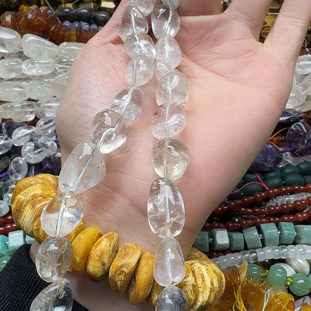 玛瑙/玉髓合金珠宝半成品一条12mm白水晶