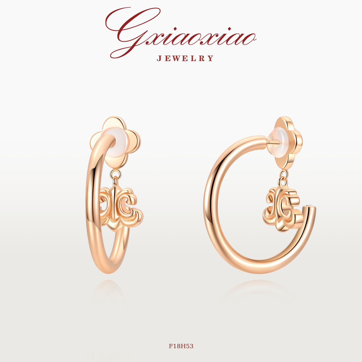 G XIAOXIAO 镀K金 时尚气质高级百搭个性C圈鸢尾花耳环 F18H53