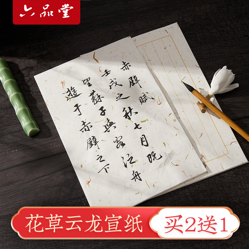 六品堂【甄选】花草云龙宣纸书法作品纸古风熟宣纸国画书法信笺纸