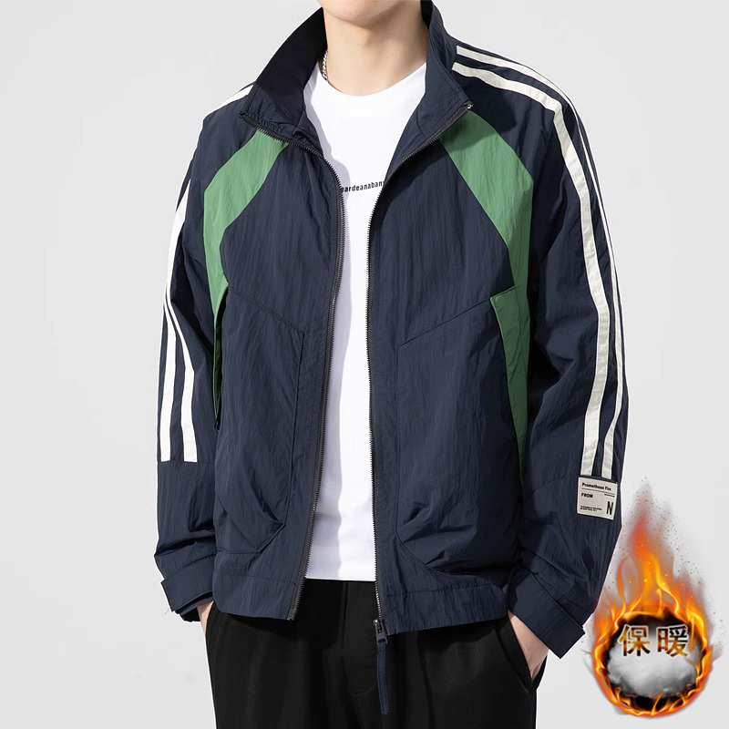 美式痞帅加棉加厚拼接棉服外套男秋冬新款立领潮流夹克保暖上衣服