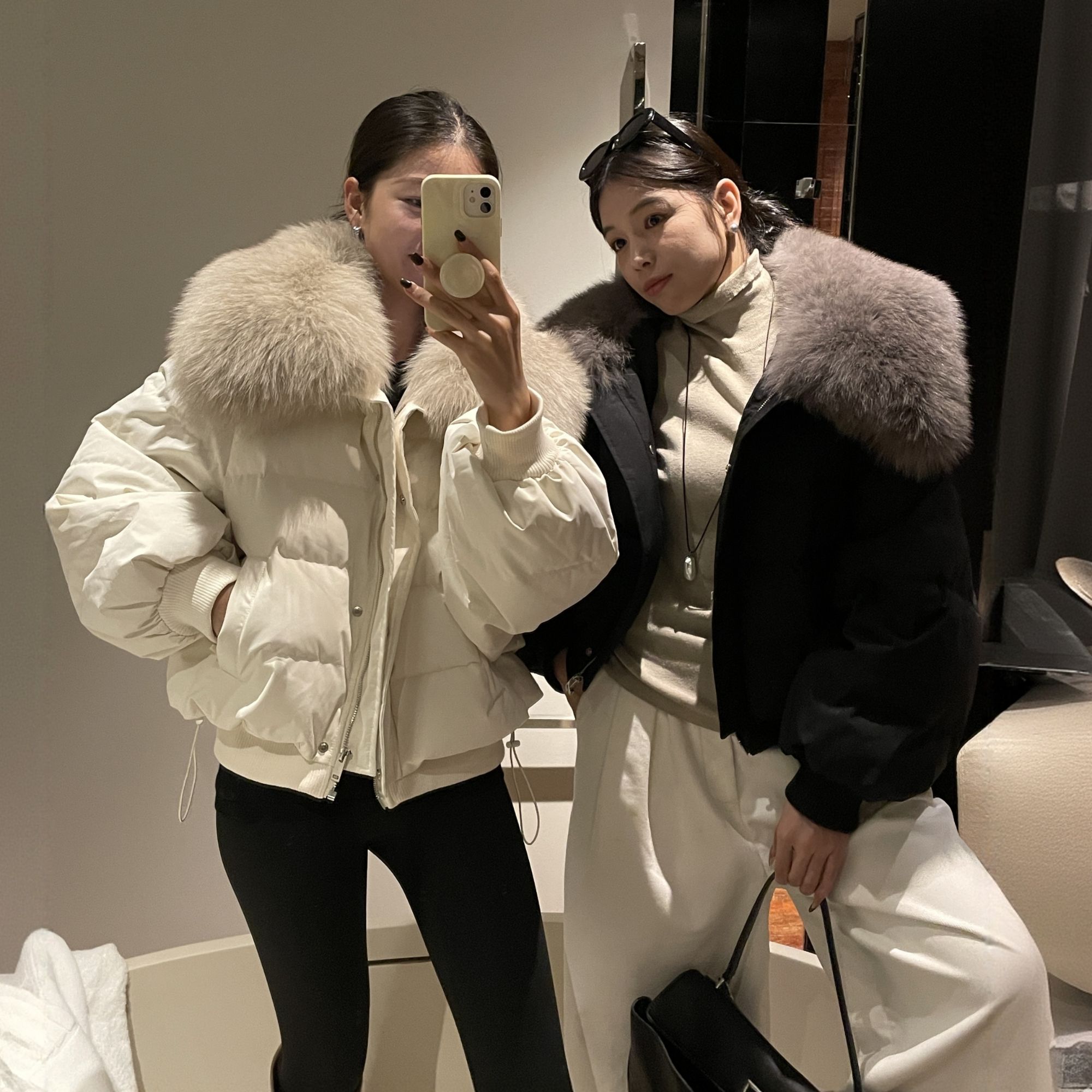 冬季独特超好看大毛领短款棉服女加厚抽绳收腰面包服保暖棉袄外套