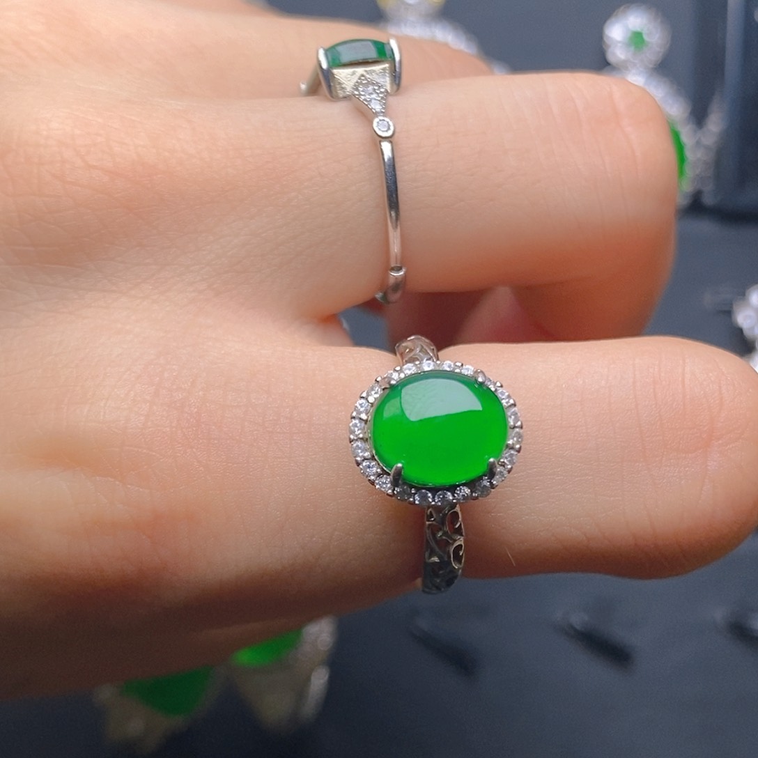 翡翠戒指银S925镶嵌