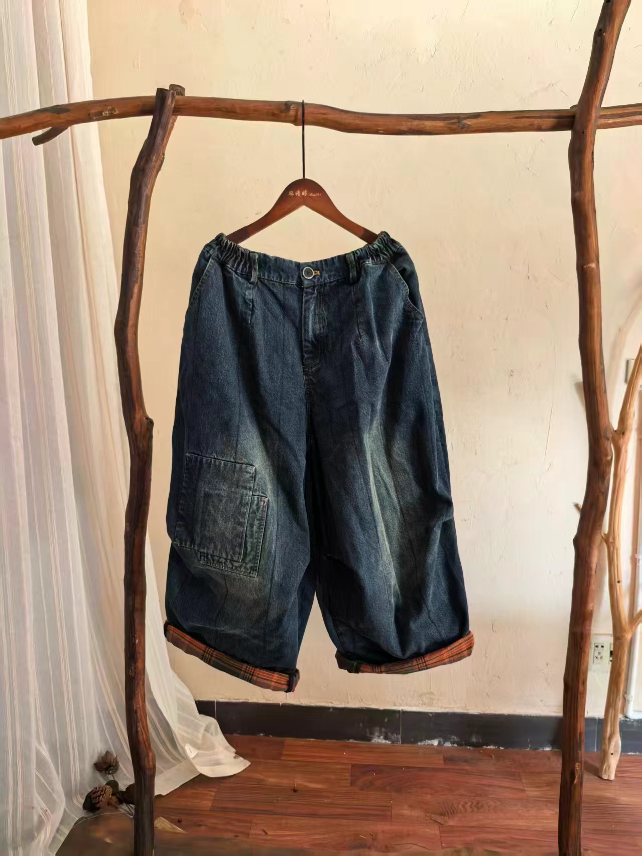 棉叙布衣分享原创2586双层行线牛仔裤