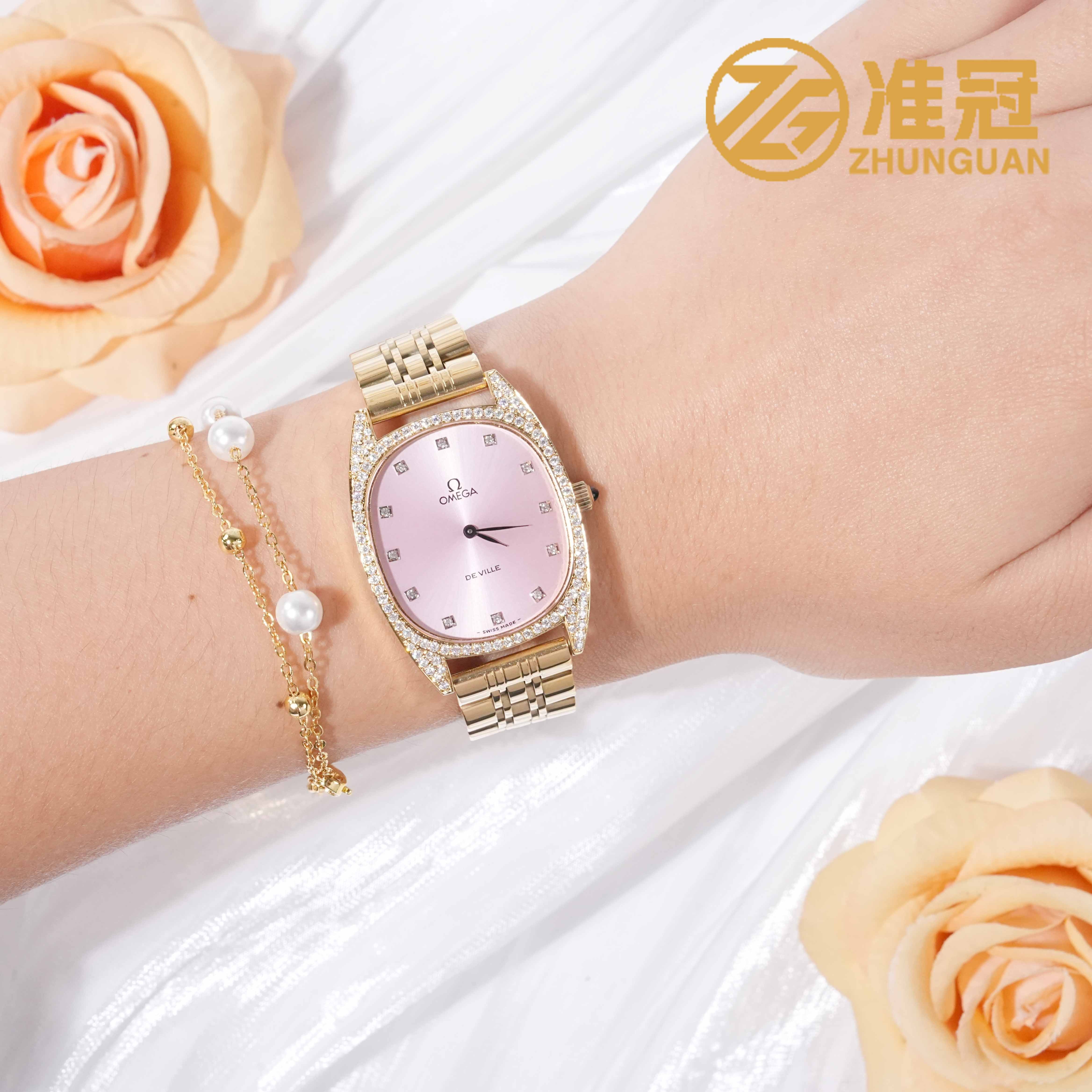 95新 Omega/欧米茄 29.5*32mm手动机械WK6634碟飞系列后镶钻