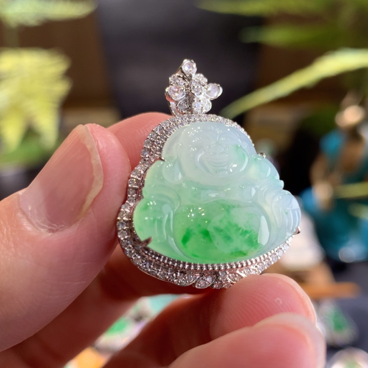 【闪购商品】翡翠颈饰18K金镶嵌佛公