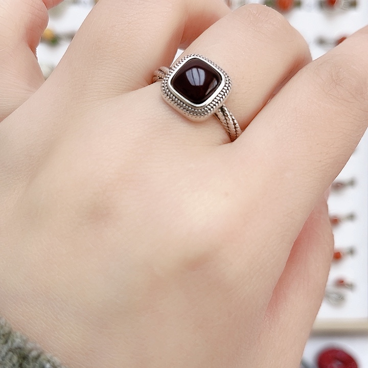 血珀戒指银S925镶嵌天然