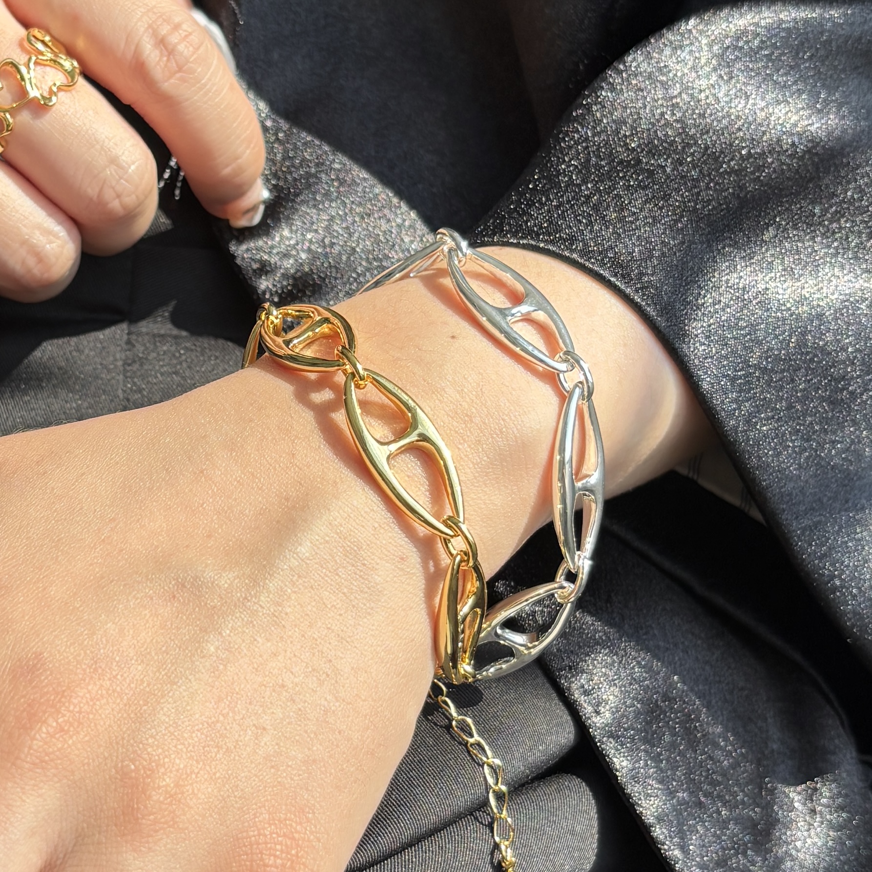 铜合金手链 高级简约猪鼻扣手链SL0006-S链长16+5cm