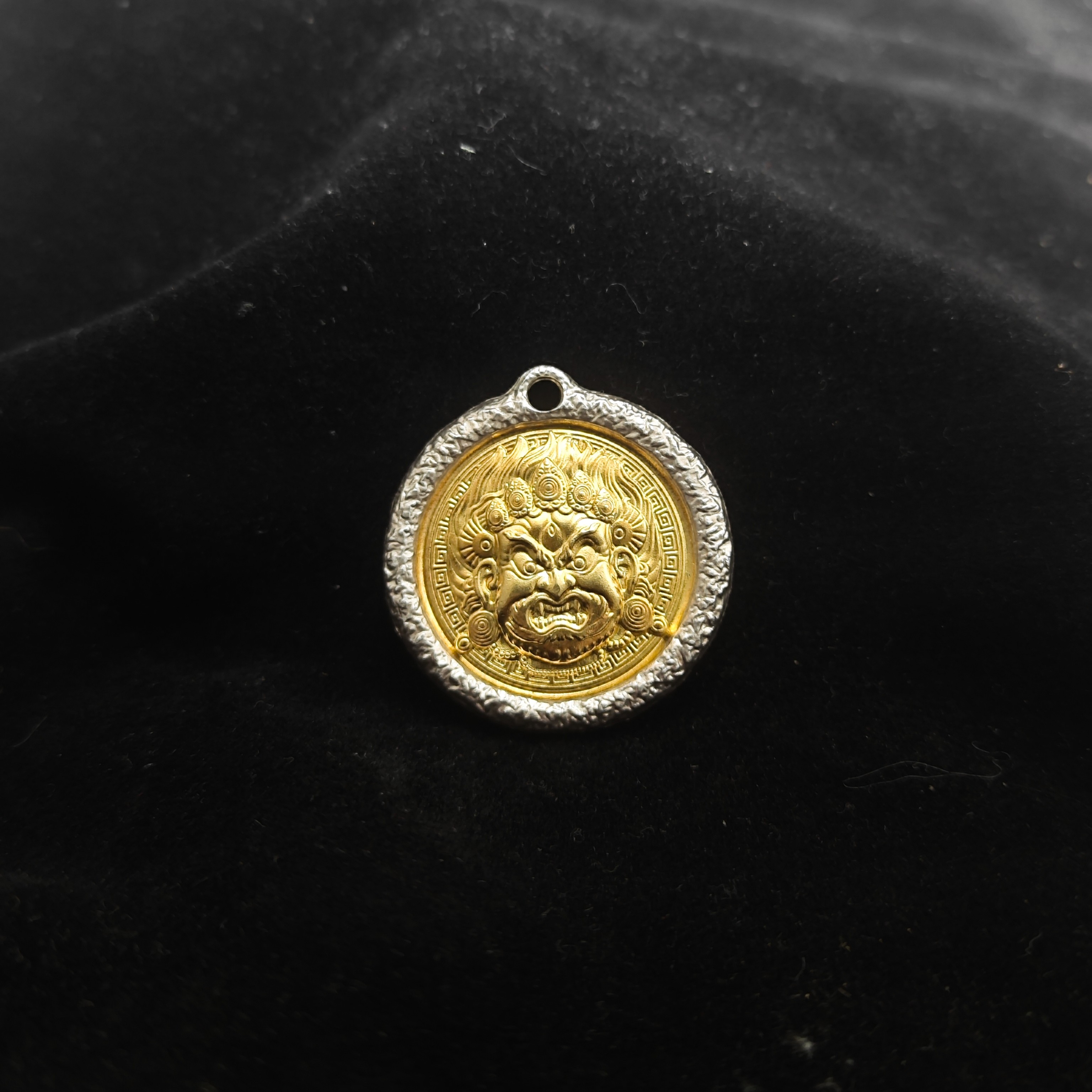 吊坠足银 足银【黑财神吊坠】纯银吊坠纯手工银色实心镶嵌文玩配件