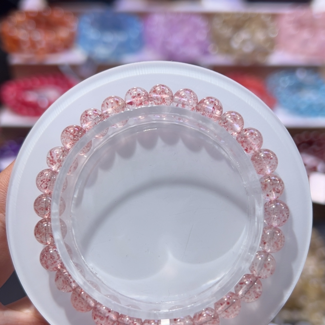 水晶未镶嵌手串天花板花瓣草莓晶6.8