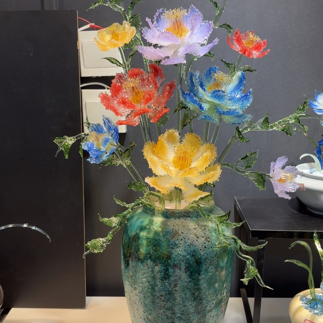 手工艺品琉璃富贵牡丹12