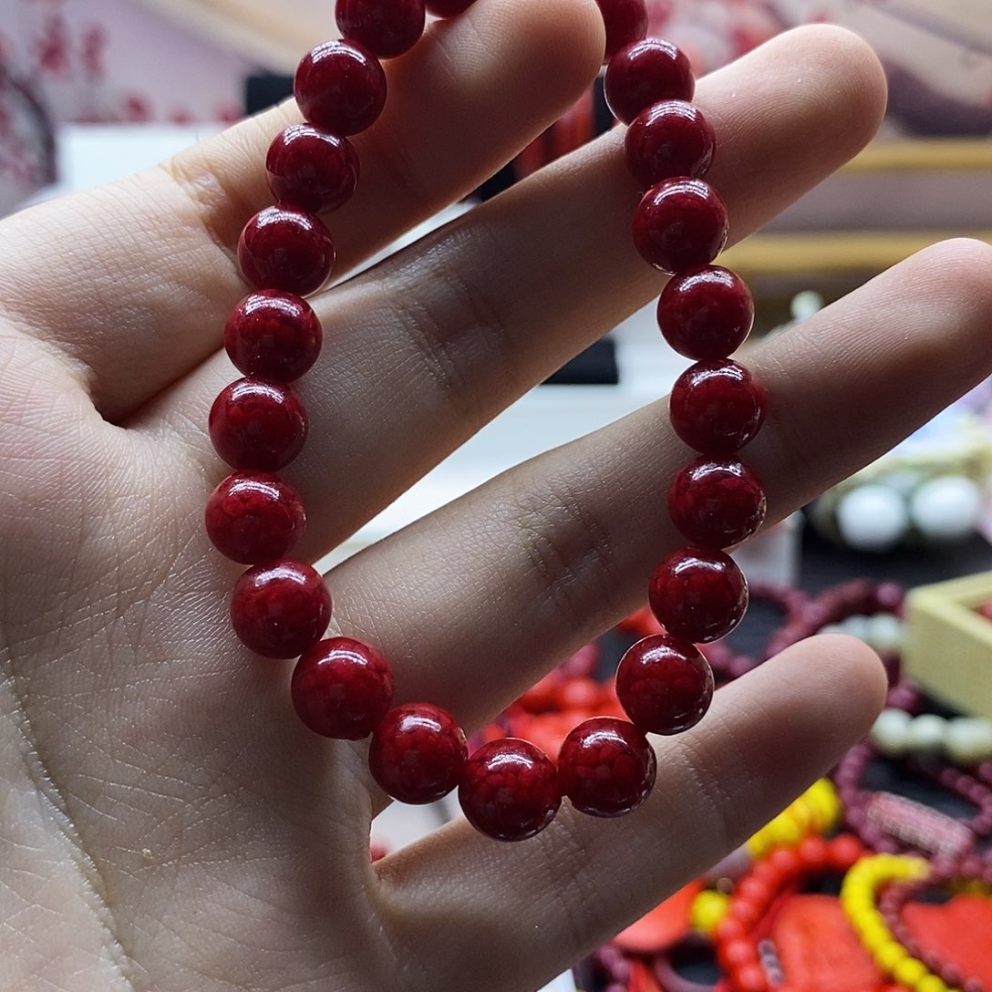 天然辰砂红晶8mm看图