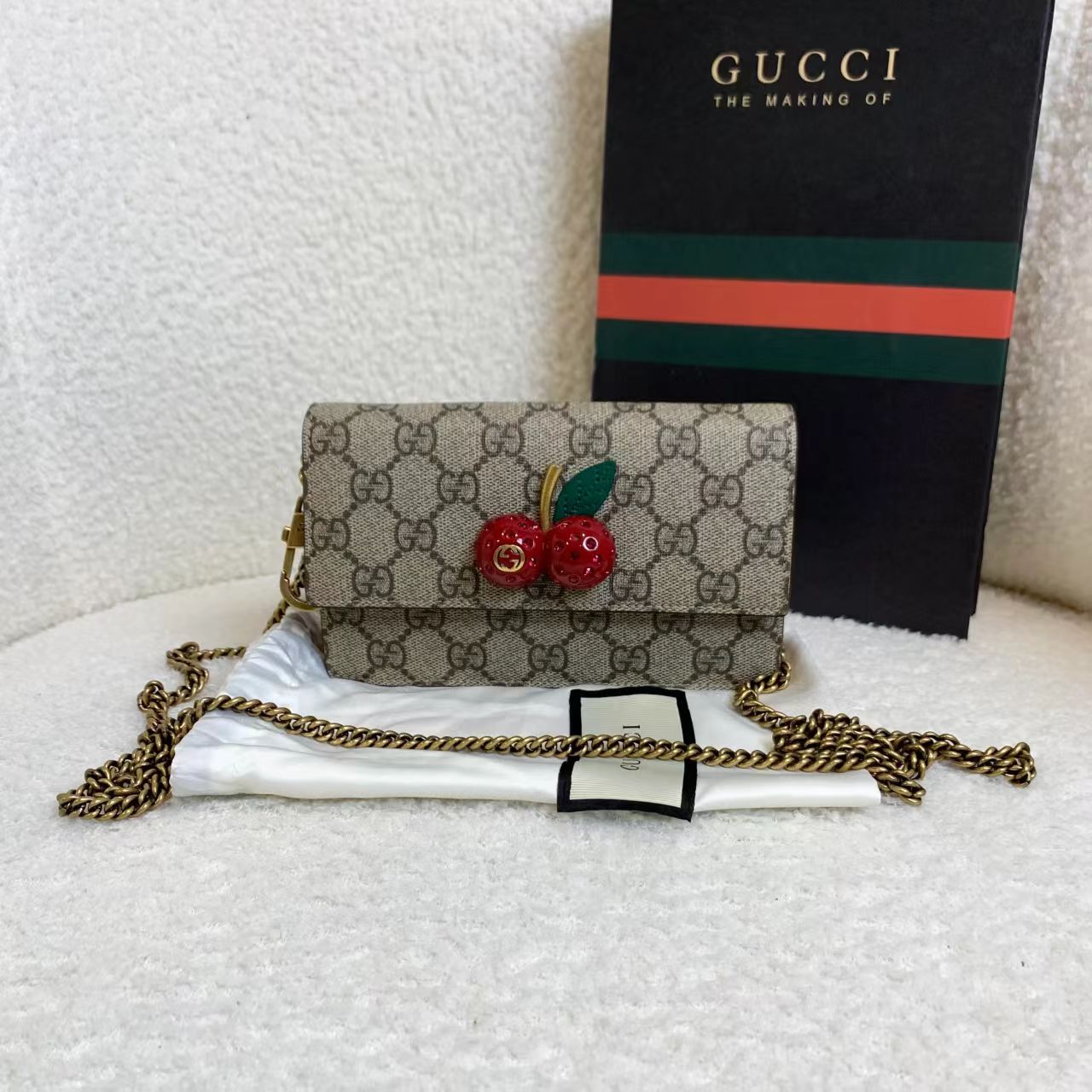 99新 GUCCI/古驰 壹臻/ 老花樱桃woc mini 64829773