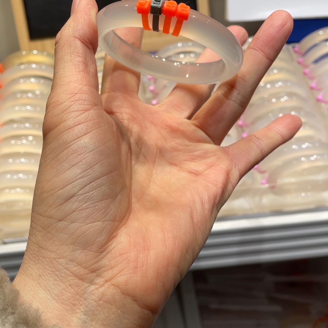 青***吖玛瑙/玉髓未镶嵌手镯@定向灰冰@【55】