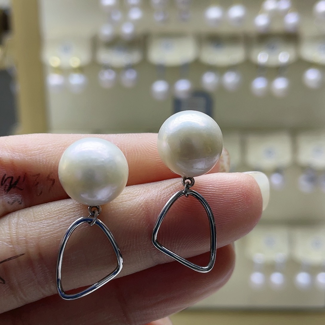 淡水珍珠耳饰银S925镶嵌