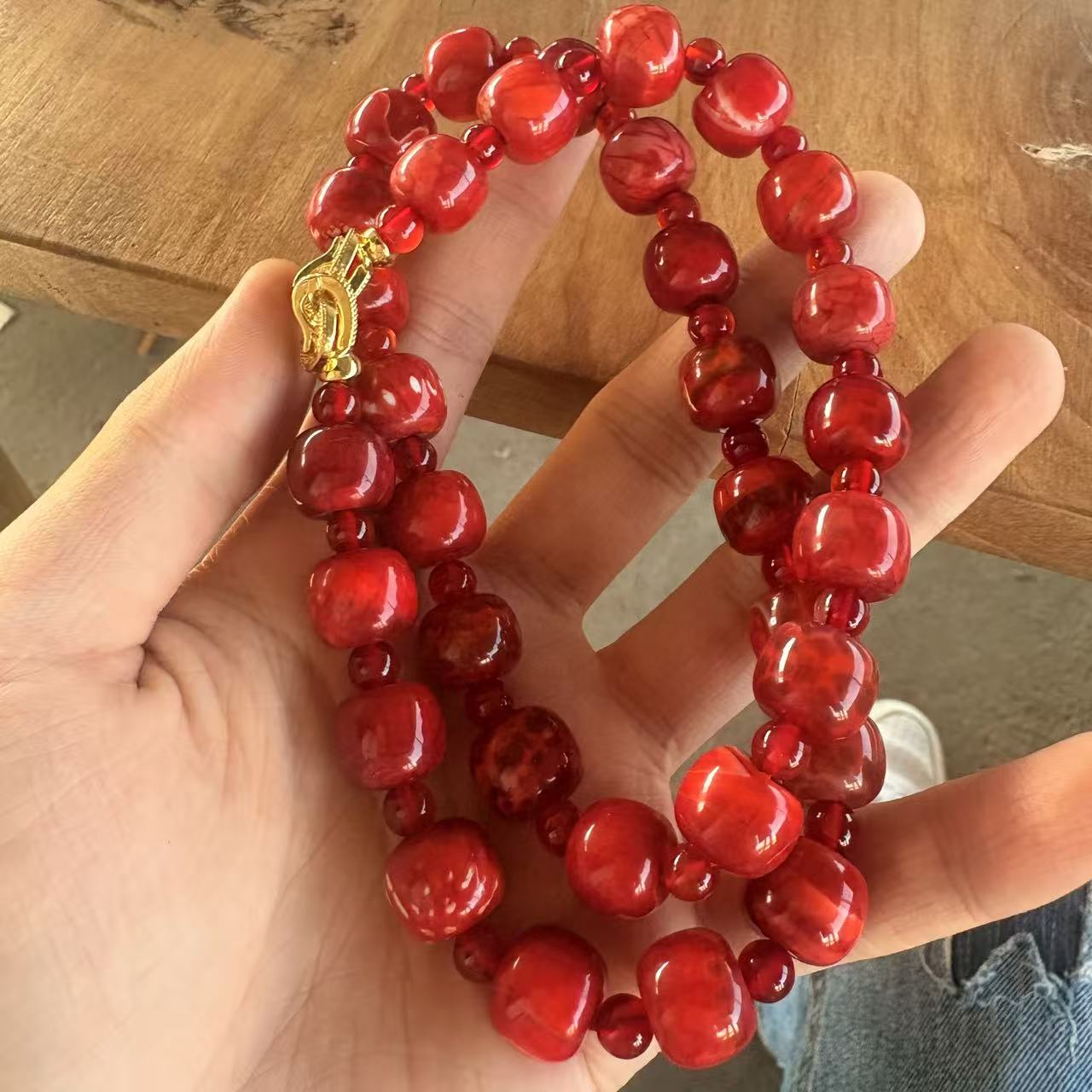 天然龙鳞凤血玛瑙项链多样性发一a121