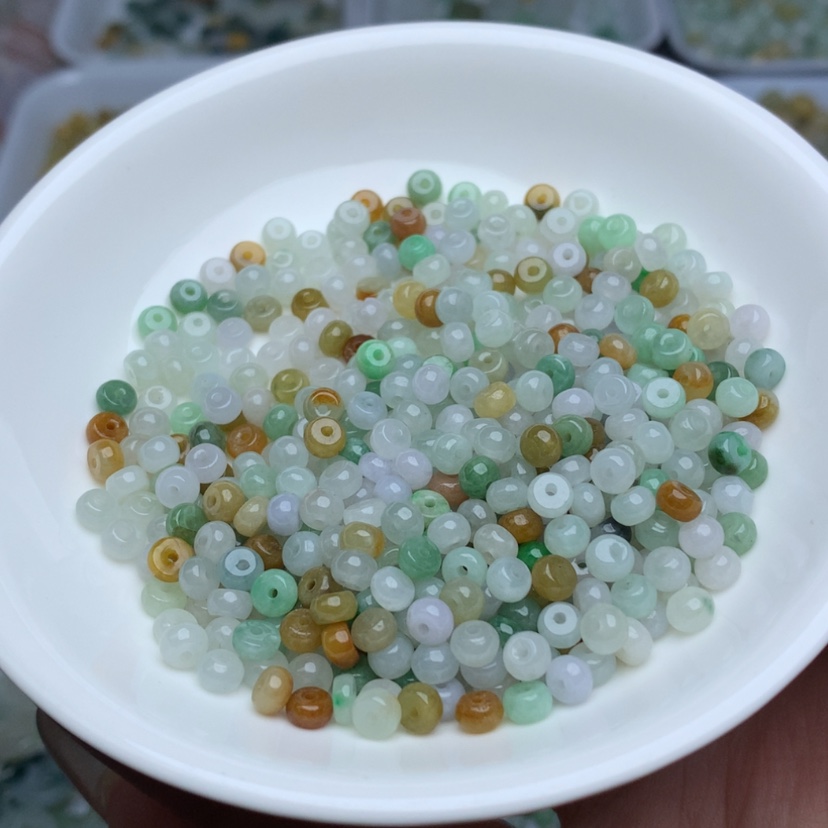 【闪购商品】翡翠手链未镶嵌卡3乘4.5冰三彩算盘60颗