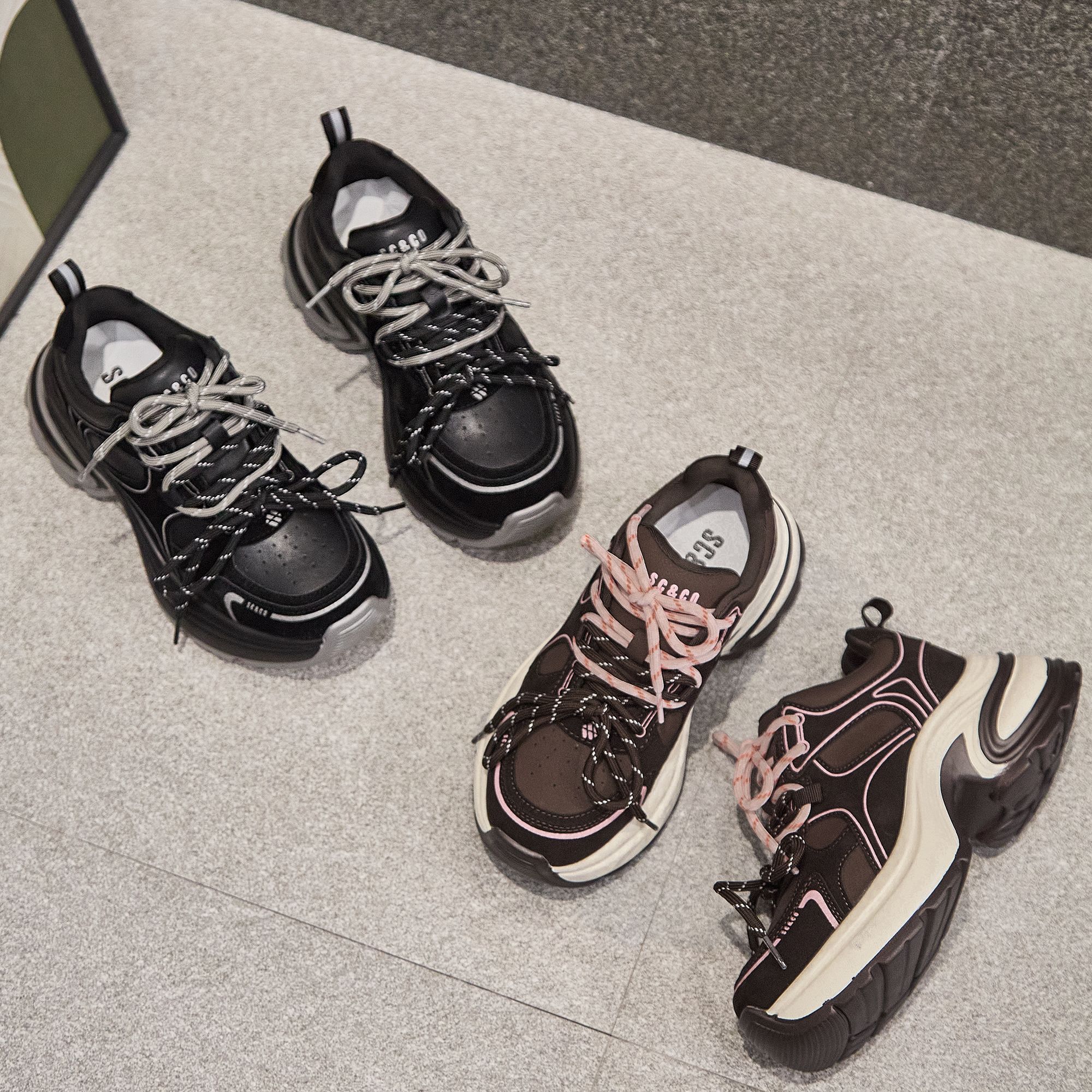 新款时尚休闲女鞋百搭舒适老爹鞋ins潮鞋厚底冷粘工艺8255//HMT