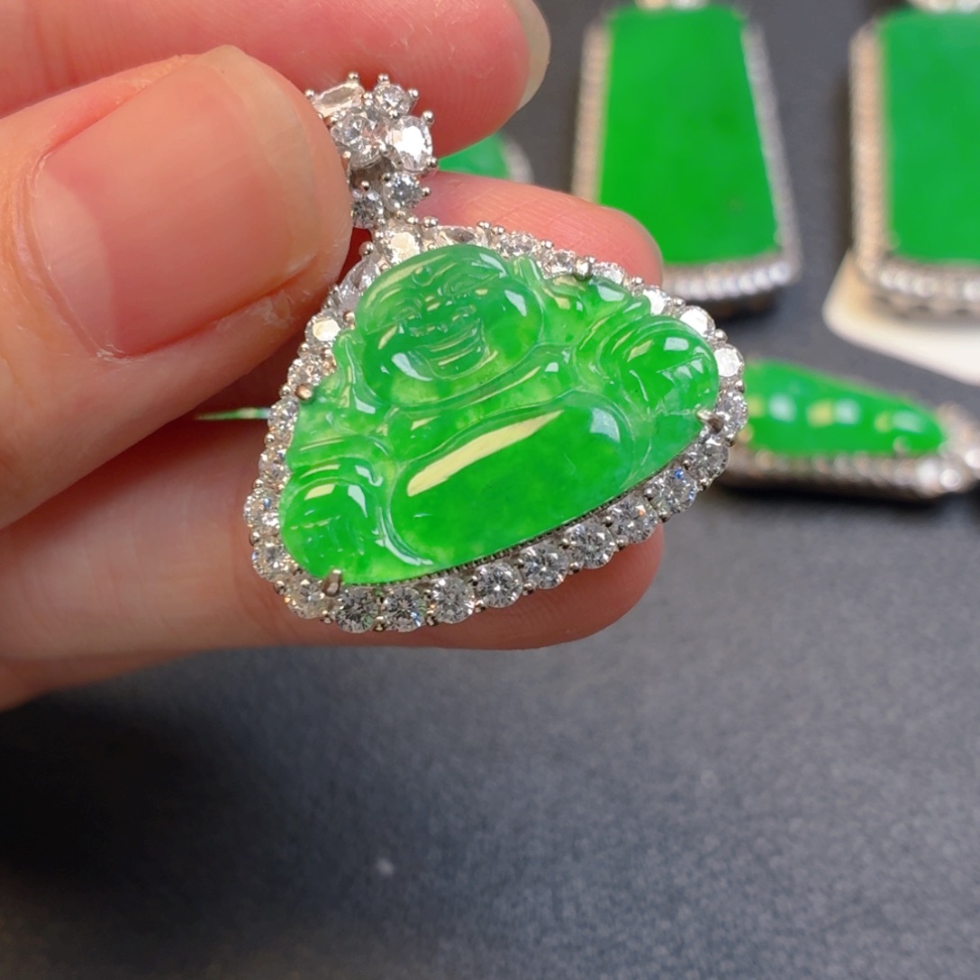 翡翠银S925镶嵌吊坠(不含链)