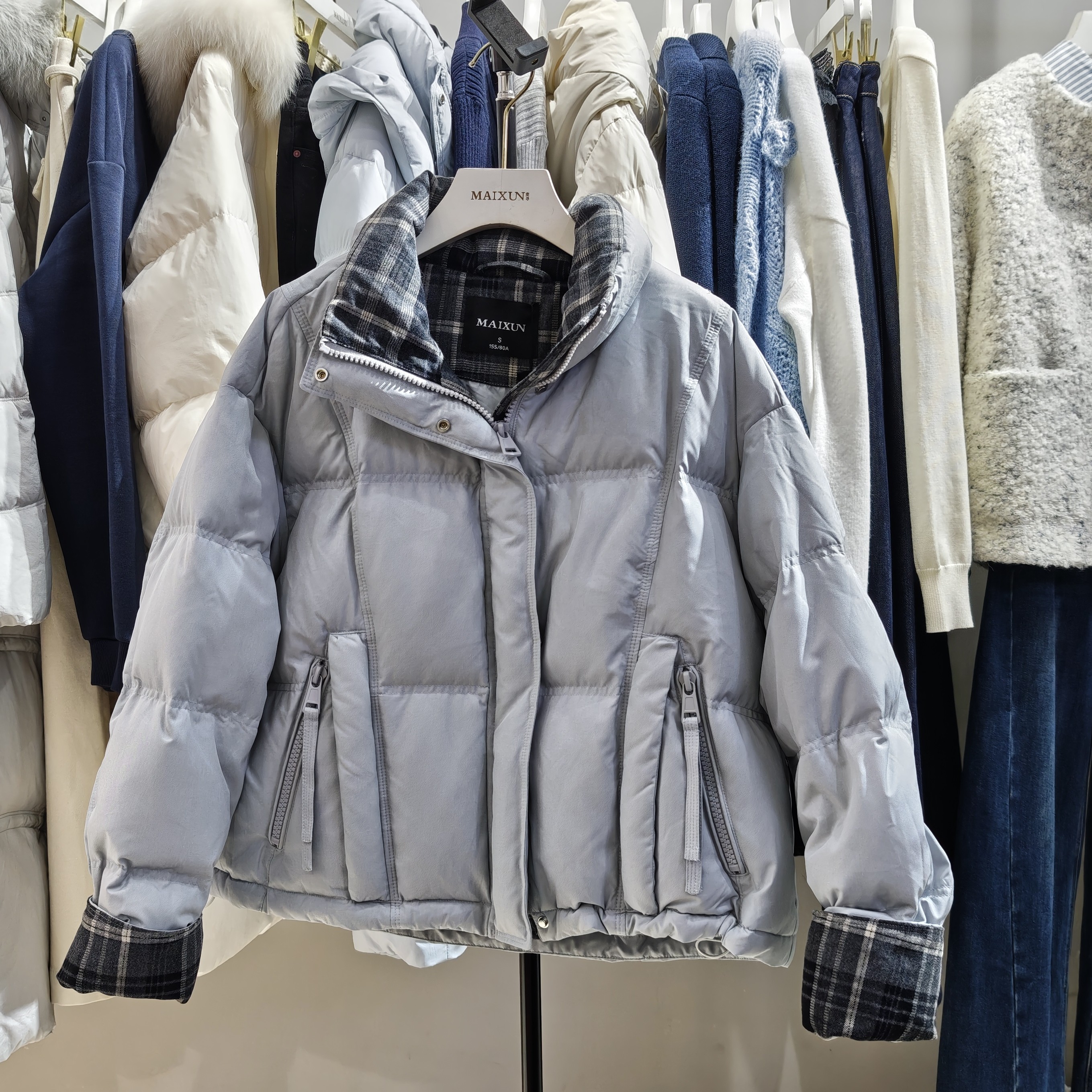 麦寻2025冬季新款YRSLS17Y立领宽松加厚保暖羽绒服外套衣长63左右