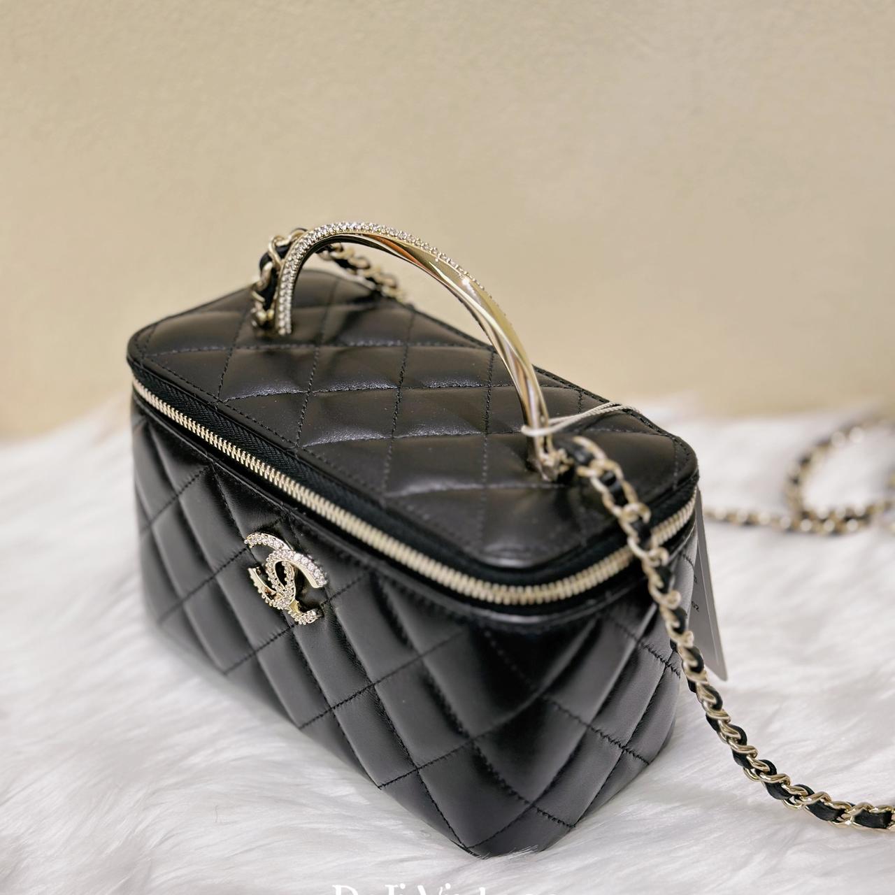 99新 Chanel/香奈儿 大吉中古/Chanel 24k水钻手柄长盒子斜挎包