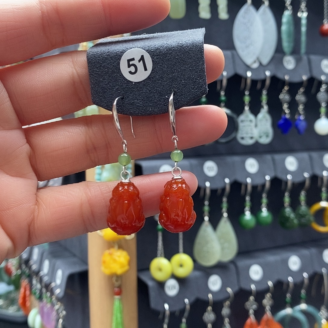 玛瑙/玉髓银S925镶嵌耳坠