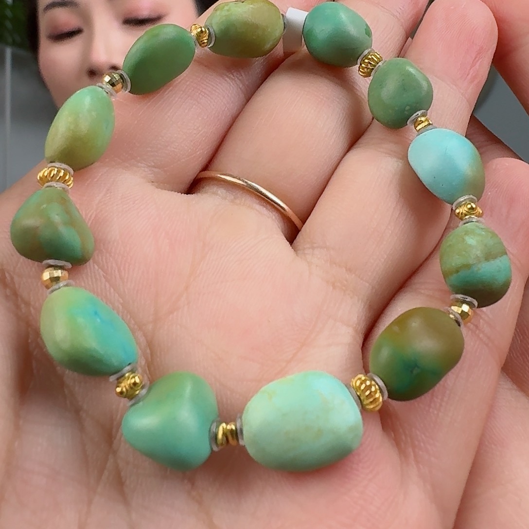 绿松石珠宝奇石18K金镶嵌