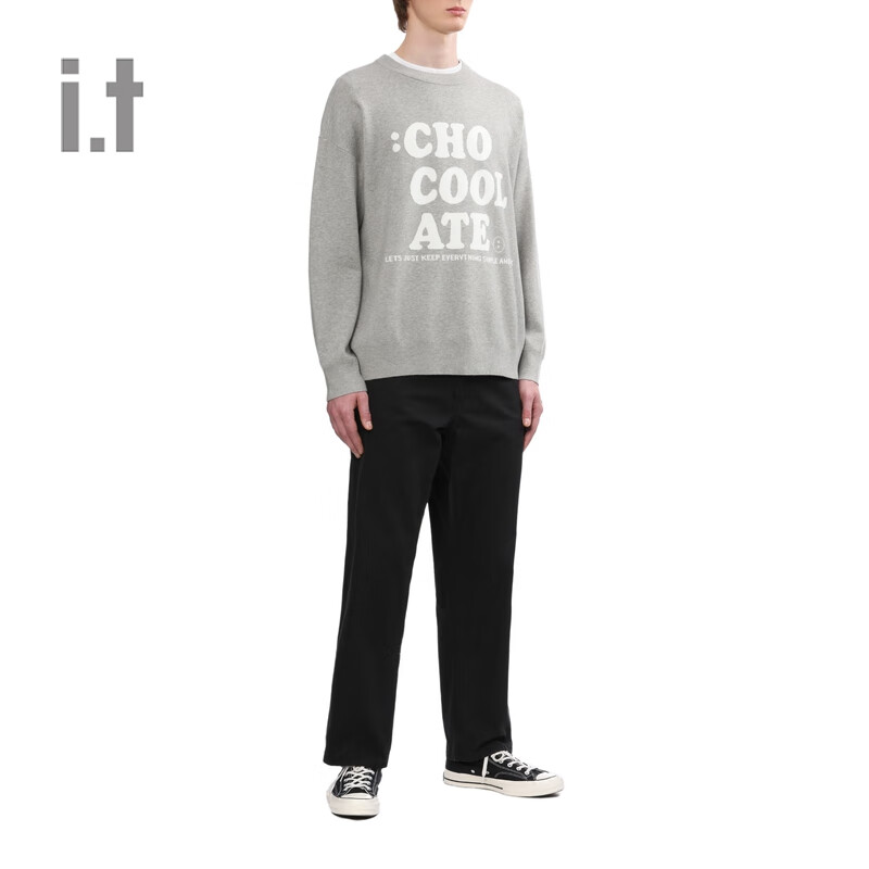 :CHOCOOLATEit男装圆领针织衫2024秋季新款简约时尚薄毛衣4227X