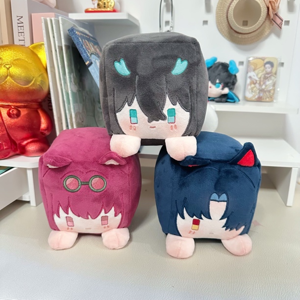 可爱二次元同人周边方糖刃饮月散兵魈那刻夏毛绒公仔玩偶摆件生日