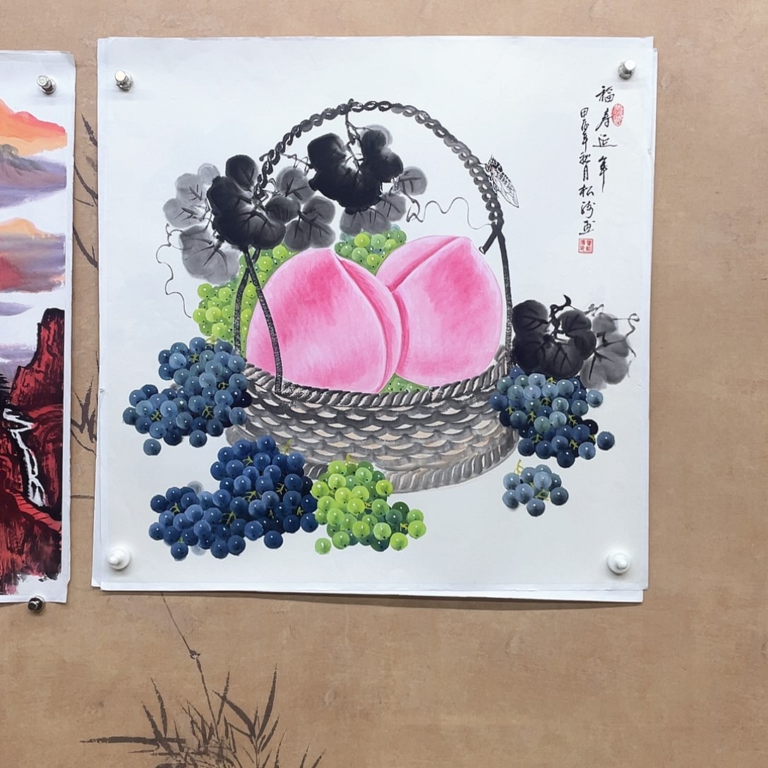 国画手绘国画花鸟，漏