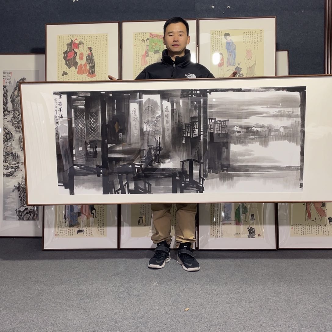 国画国画带框作品发货