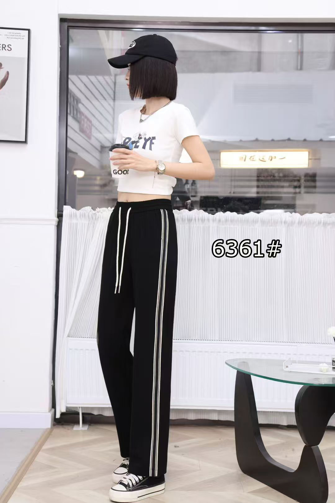 女士新款秋款户外休闲修身大码垂感显瘦阔腿裤