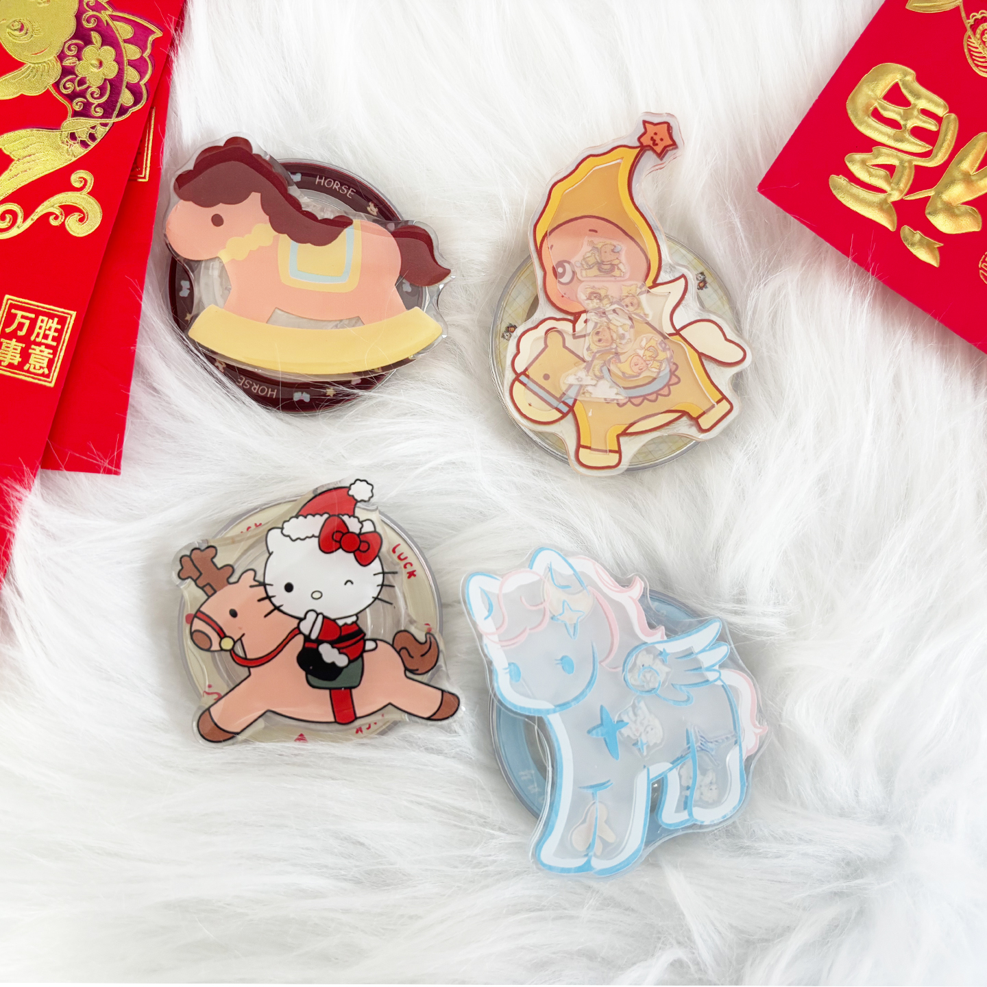 摇摇乐小飞马磁吸气囊手机支架伸缩旋转拆卸适用于苹果华为磁吸壳