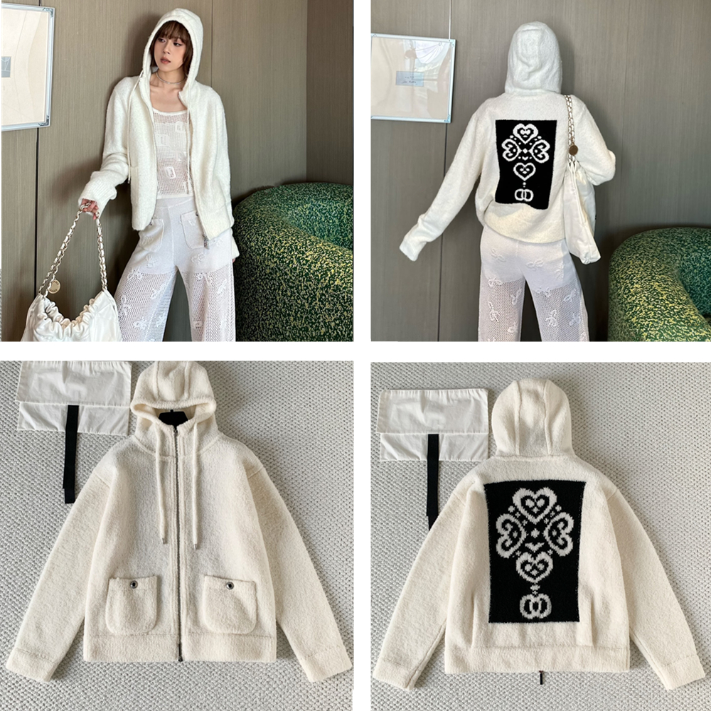 A614【ch*l连帽外套】双C高版本拉链开衫25秋冬毛衣口袋长袖外套