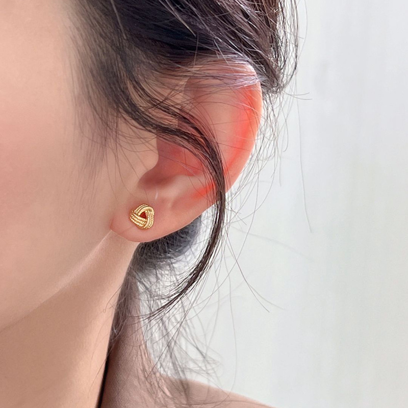 合金耳饰 【新店专享】如意结耳钉气质时尚百搭耳钉精致小巧养耳洞