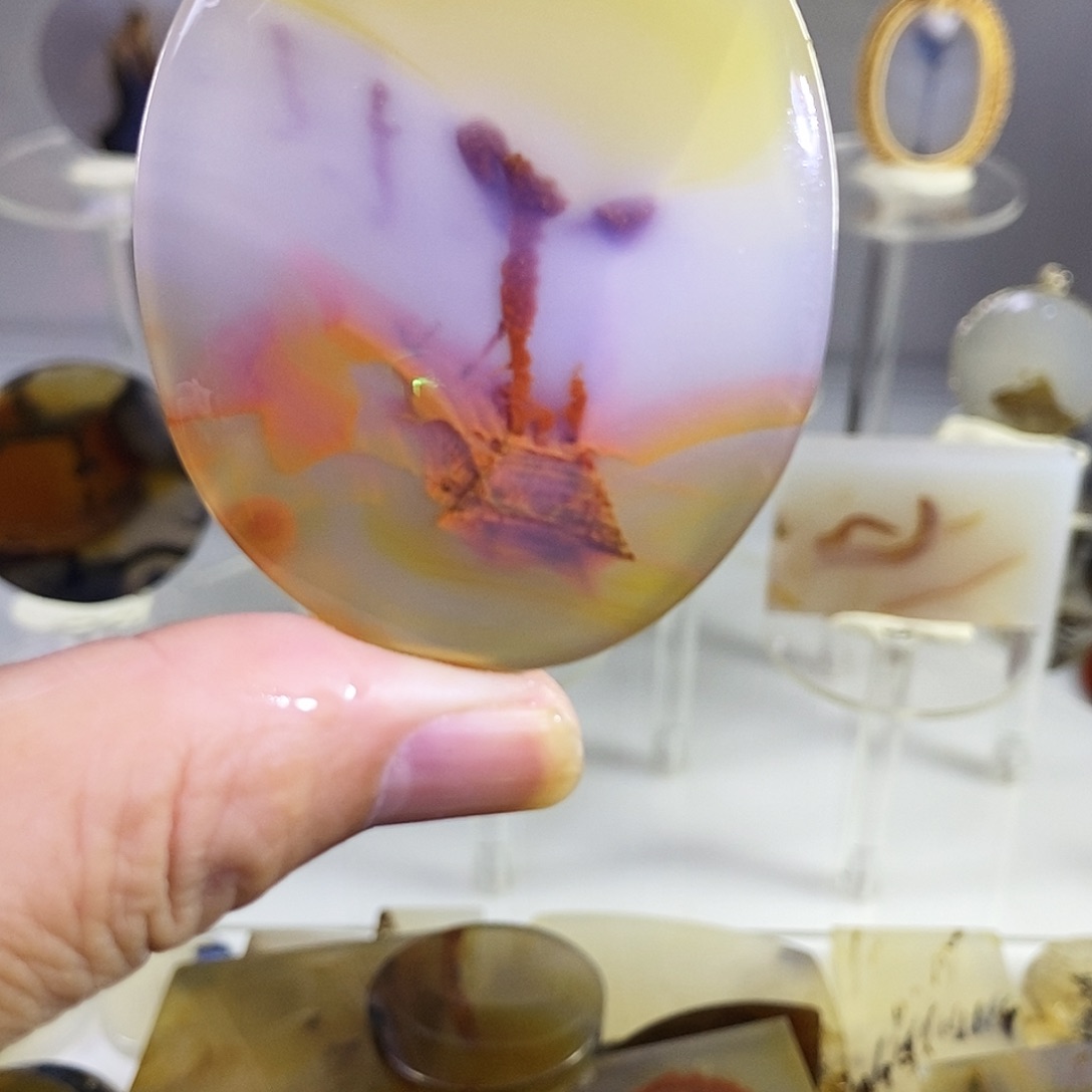 合成碳硅石非金属时尚图纹画面石饰品