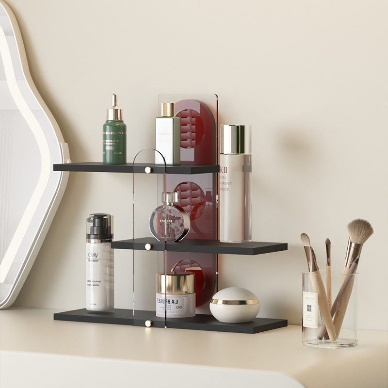 亚克力置物架化妆品收纳架多层桌面化妆品收纳盒透明隔板阶梯展示