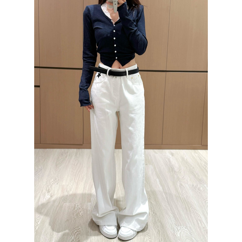 【YY】D新款白色经典五角星牛仔裤