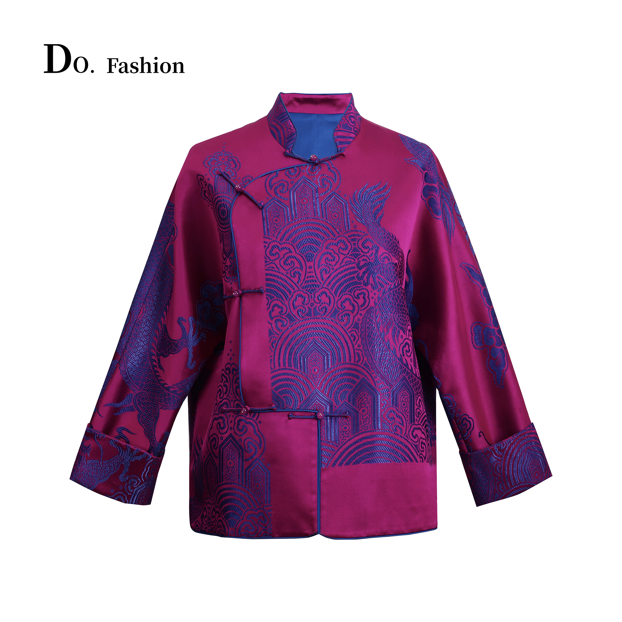 【Do.Fashion欧阳】珍藏款织金桑蚕丝老缎斜襟多彩复古短款外套