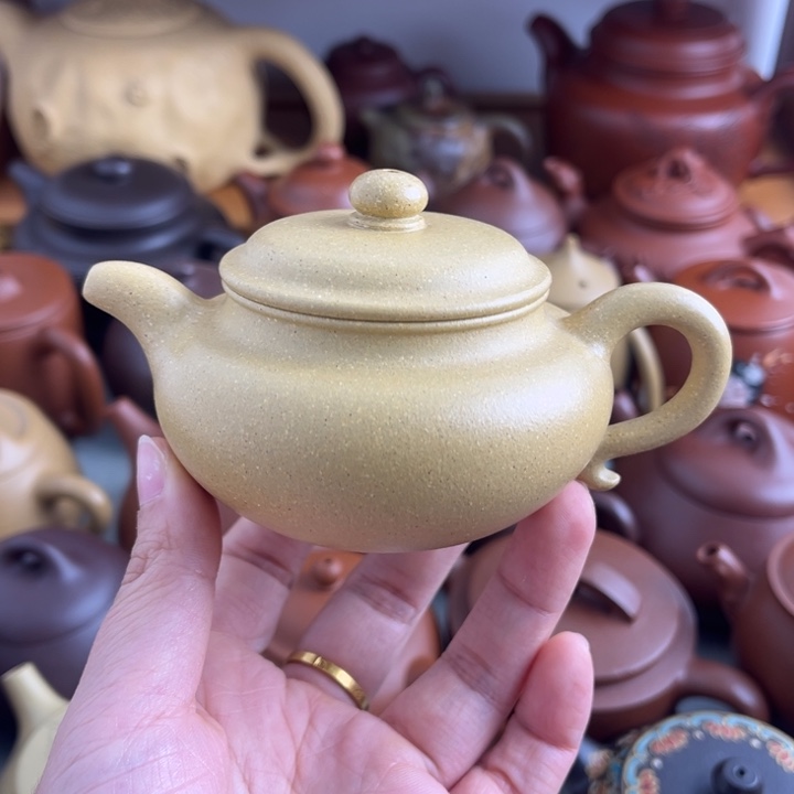 茶壶紫砂120cc本绿半手