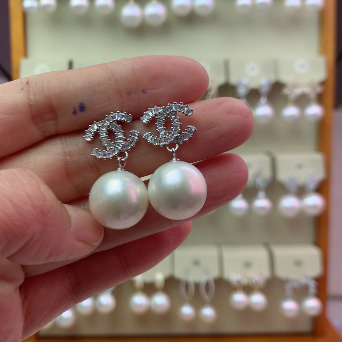 淡水珍珠耳饰银S925镶嵌天*180