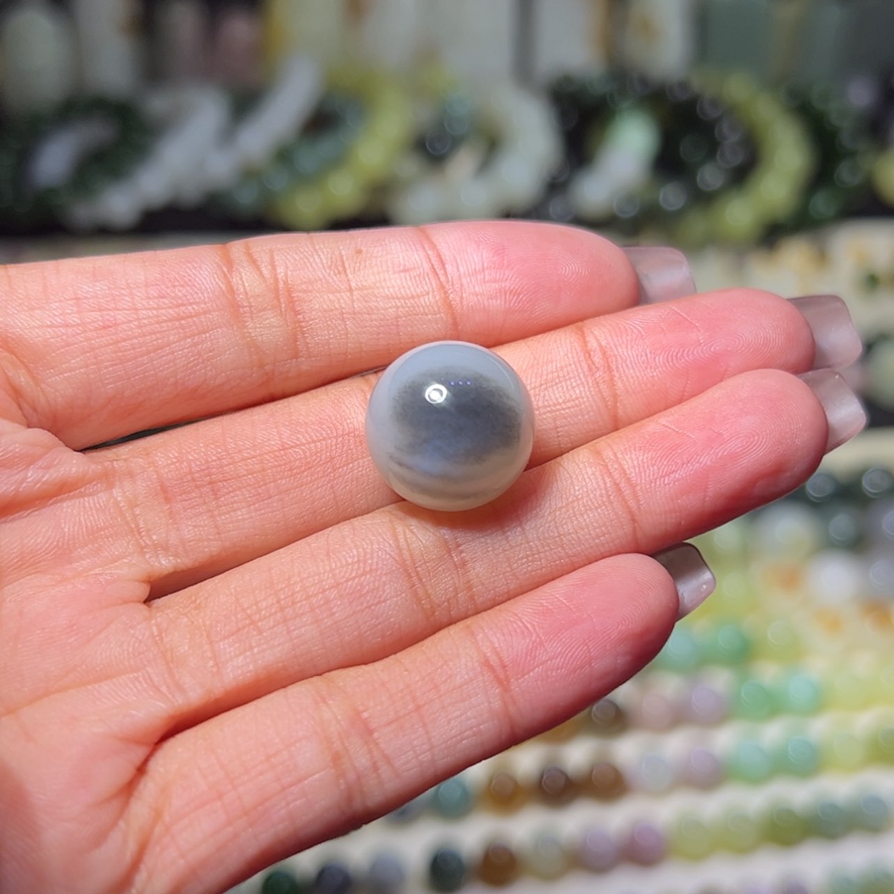 【闪购商品】和田玉单珠未镶嵌新疆青花眼睛16mm