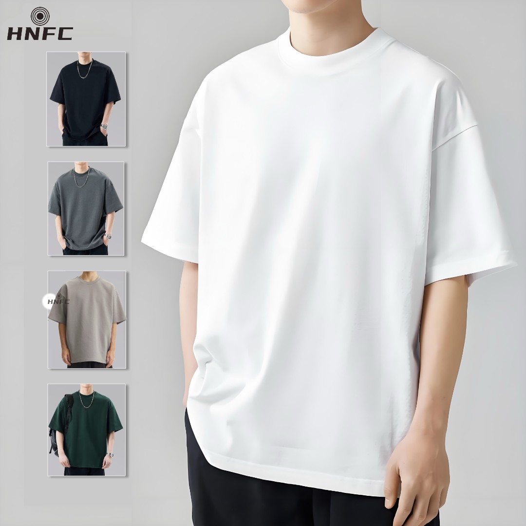 新款320G纯棉短袖爆款T恤加厚男士t恤宽松大码圆领免烫重磅女1207