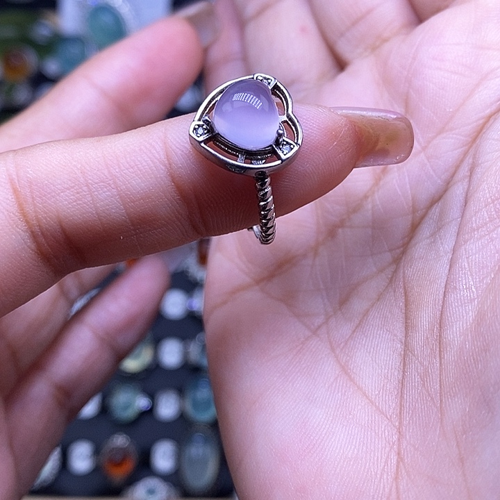萤石戒指银S925镶嵌戒指