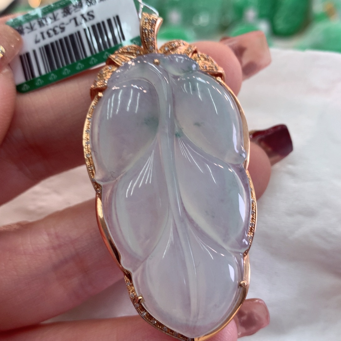 翡翠吊坠(不含链)18K金镶嵌