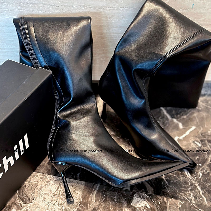 Chill巧儿 被问爆了秋冬战靴显瘦7cm弹力靴子pu皮气质尖头过膝靴