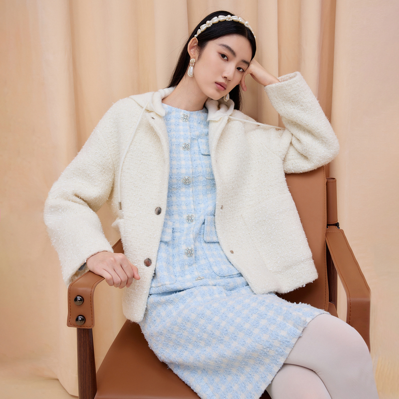 LIME/莱茵【循迹真我】冬季韩系休闲棉服短外套米白色LDGD9APJP801