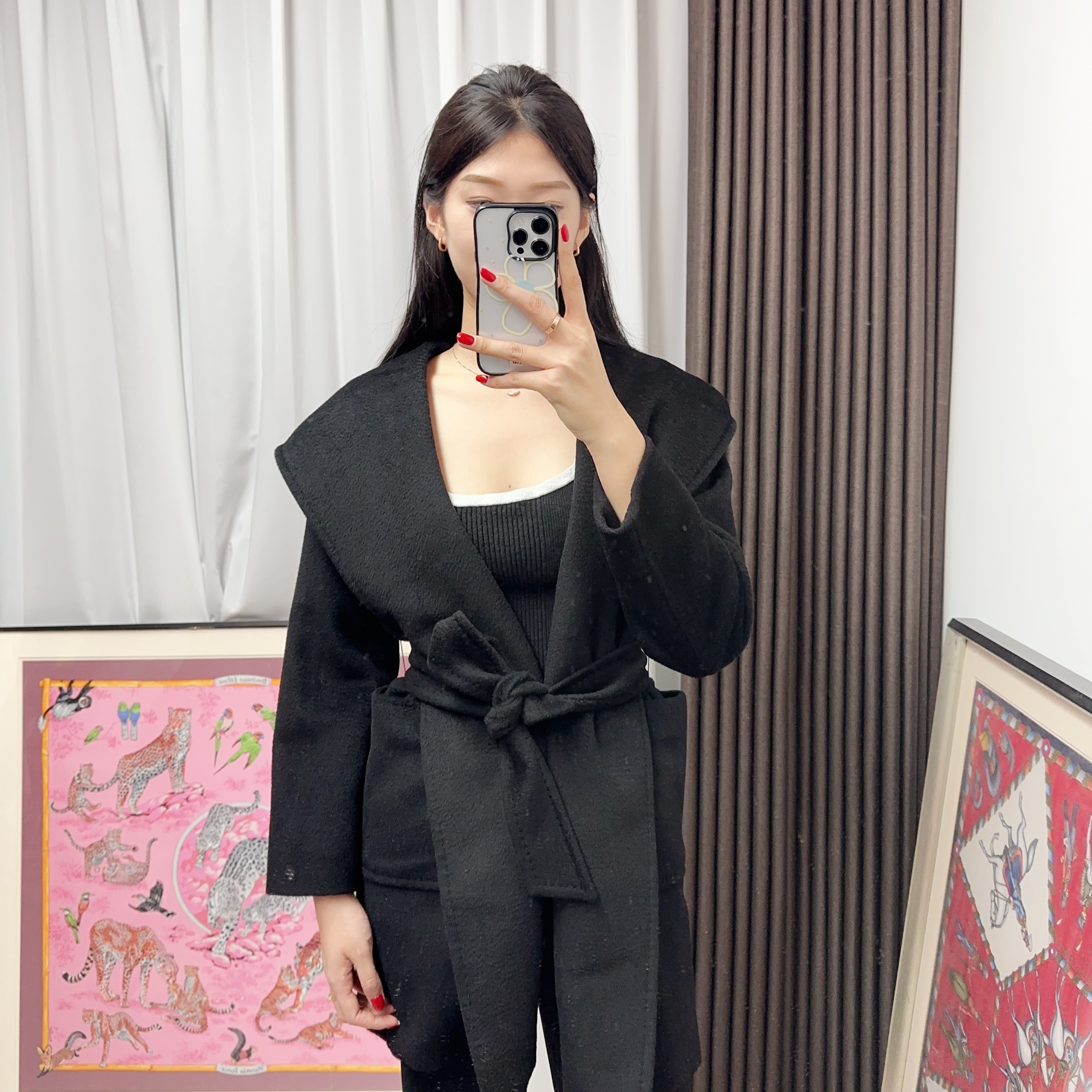 95新 MaxMara 连帽大衣黑色36/250913ZXD7S02