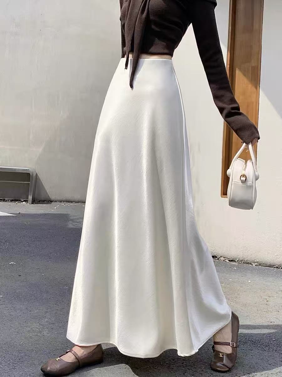 新中式国风醋酸段加绒加厚半身裙冬季新款洋气百搭